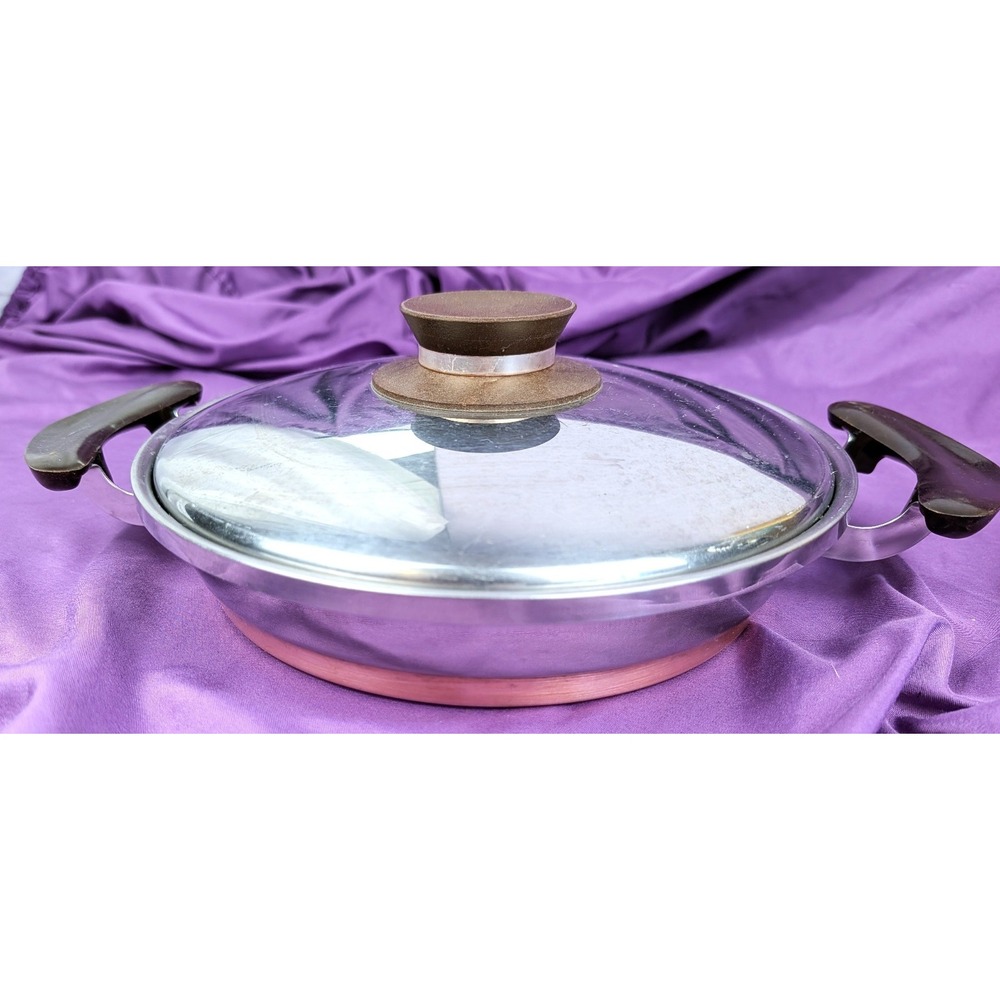 1950's Presto Pride Copper Bottom Pan/skillet Saute 9 Inch With Lid 2 Handle VTG